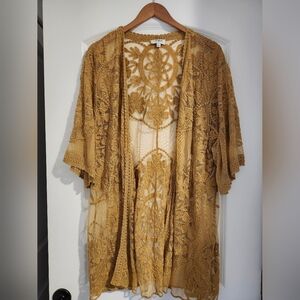 Umgee Mustard Lace Cardigan Kimono
